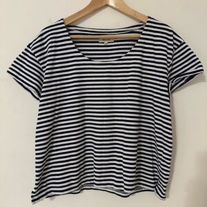 Madewell Navy and White Striped Short Sleeve Tee
